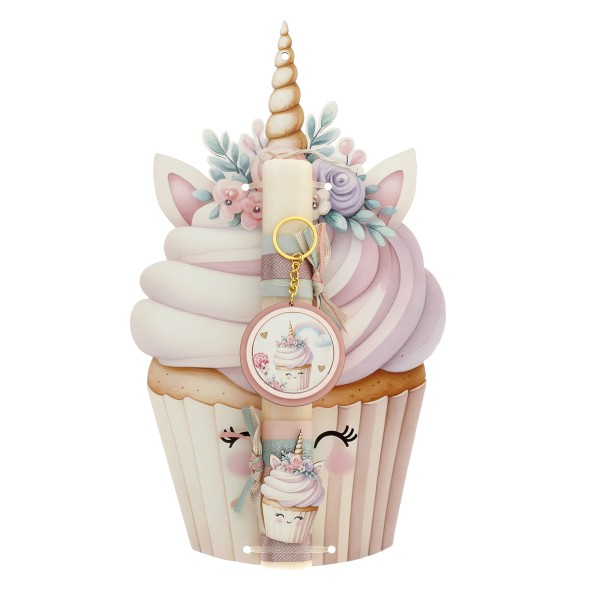 Λαμπάδα με πλάτη Cupcake Μονόκερος