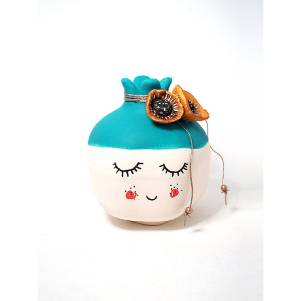 Κεραμικό Ρόδι Κορίτσι Τυρκουάζ